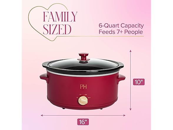 Paris Hilton 6-Quart Manual Slow Cooker
