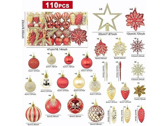 Taberoater 106PCS Christmas Ornaments