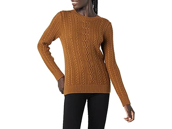 Amazon Essentials Women Soft Cotton Cable Sweater