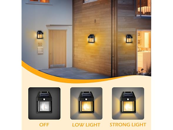 TechlumeX GAR-113 Solar Wall Lights Outdoor, 4 Pack
