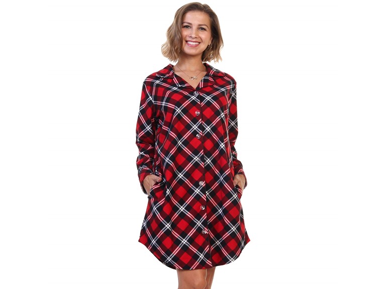 Angelina Women's Flannel Button Down Sleep Shirt Dress Pajama