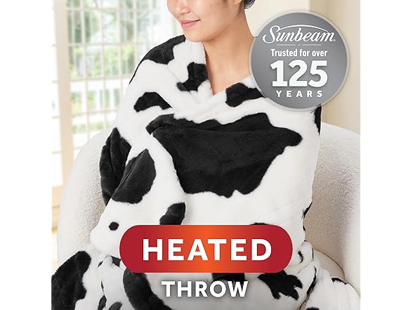 Sunbeam Heated Faux Fur Throw Blanket