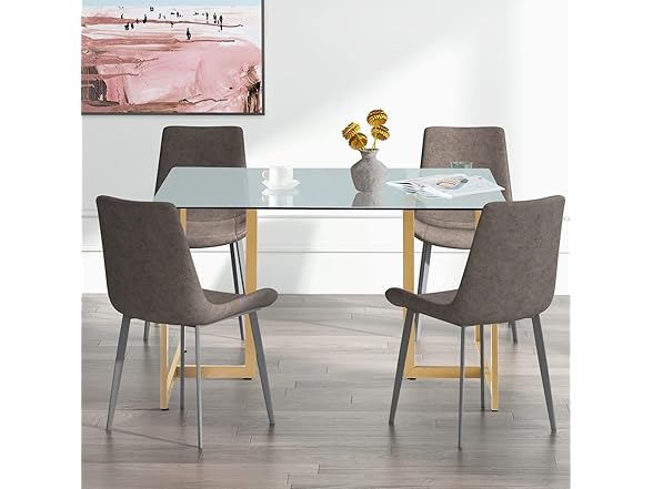 FurnitureR Tempered Glass Dining 47" Dinner Table