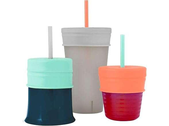 Silicone Straw Sippy Cup - Set of 3