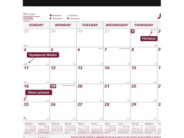 Brownline® 2026 Monthly Desk Pad Calendar