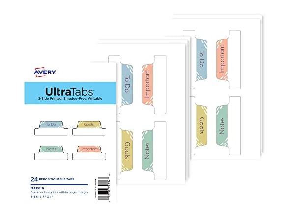 Avery Ultra Tabs, Margin Tabs, Planner 
