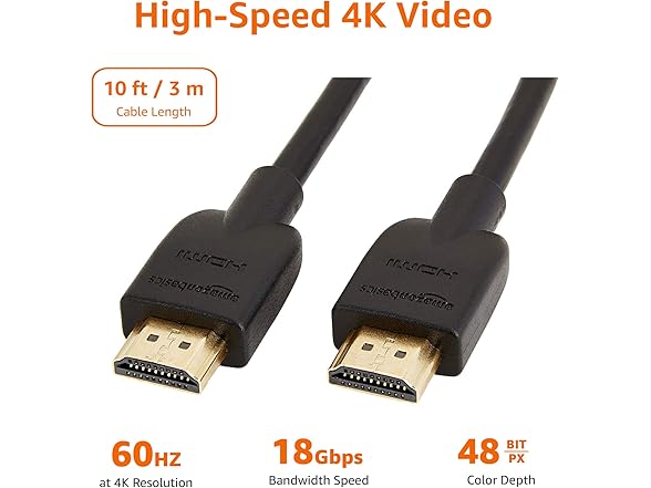 (52 PACK) AmazonBasics 10FT High-Speed 4K Ultra HD HDMI 2.0 Cable