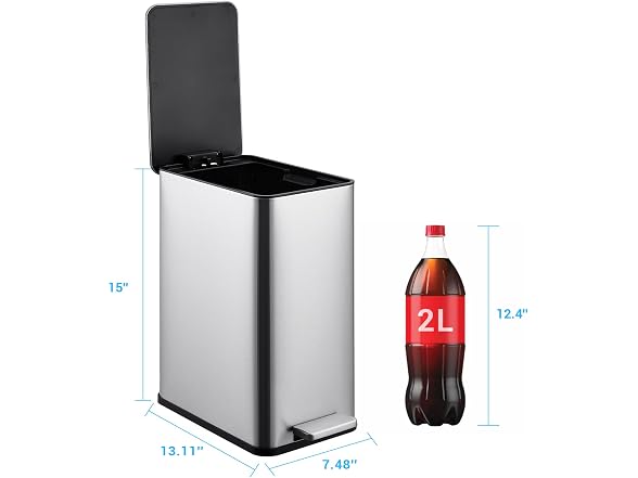 OUTLANE 2.64 Gallon Stainless Steel Kitchen Trash Can