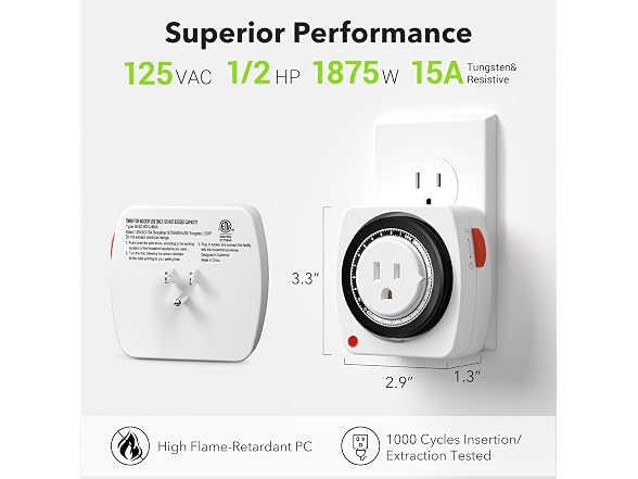 BN-LINK 24-Hour Plug-In Mechanical Timer
