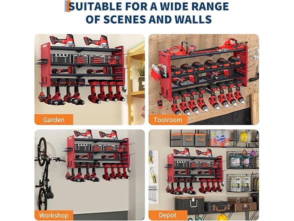 Takywep Heavy Duty Power Tool Organizer Wall Mount – 4-Layer