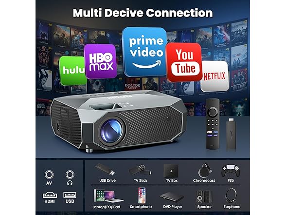 FUDONI Outdoor Projector with Bluetooth
