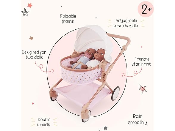 LullaBaby – 14-Inch Accessories – Pink Toy Stroller