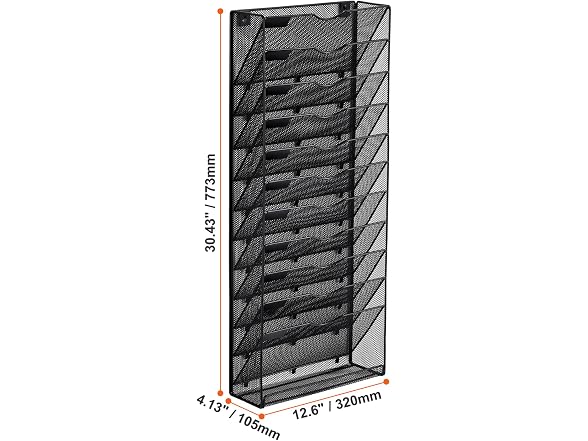 File Wall Rack, One-Piece 12 Pockets Mesh Wall