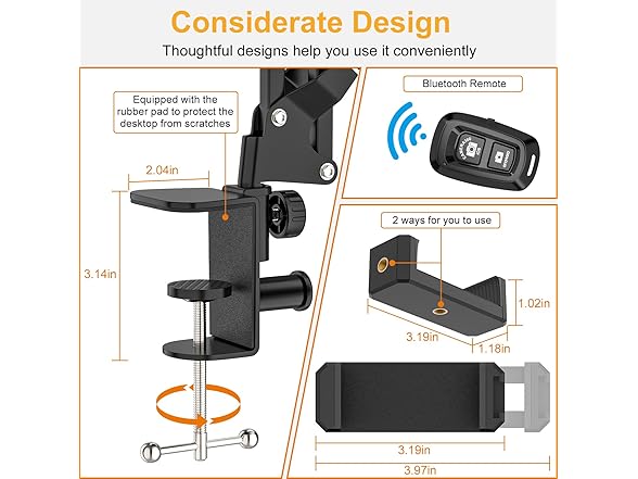 Phone Mount w/LED Light & Remote