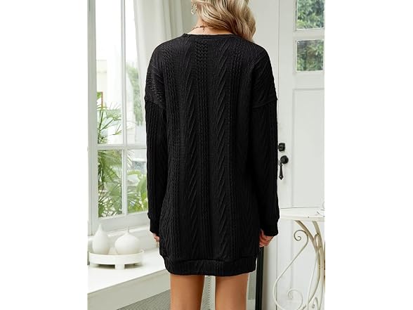 Vimpunec Women Crewneck Cable Knit Sweater Dress