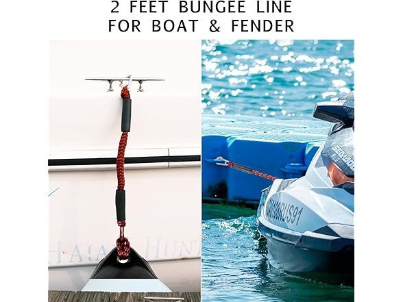 Geelu 2ft Bungee Dock Lines, 2-Pack