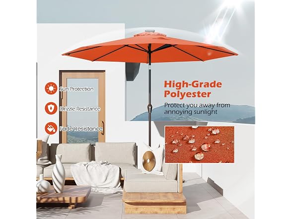 Giantex 10ft Outdoor Patio umbrella with Solar Lights