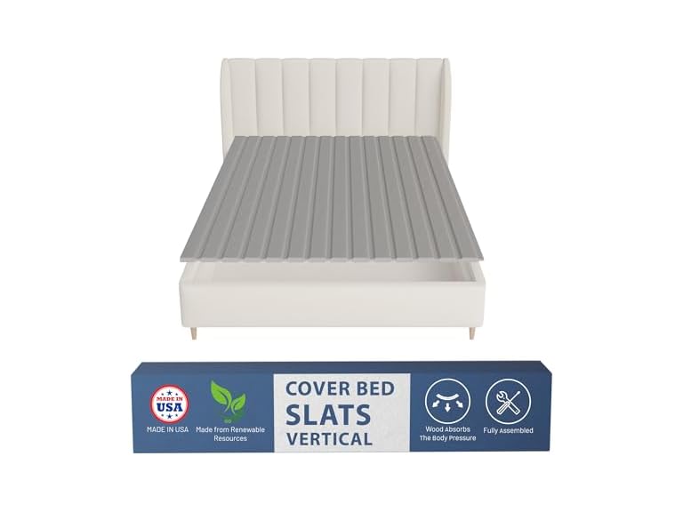 Greaton, 0.75-Inch Vertical Wooden Bunkie Board/Bed Slats, King, Grey