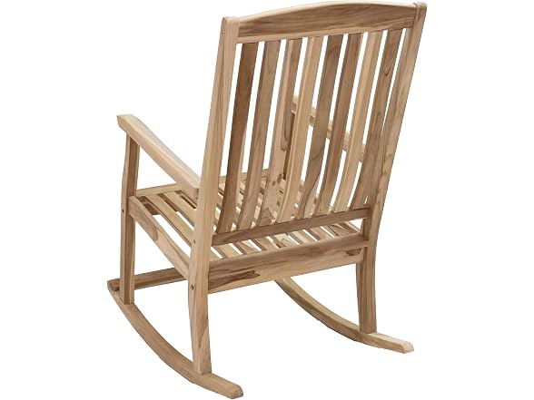 Sunnydaze Teak Outdoor Rocking Chair with Slatted Back