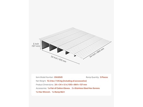 VEVOR Door Threshold Ramp, 5" Rise