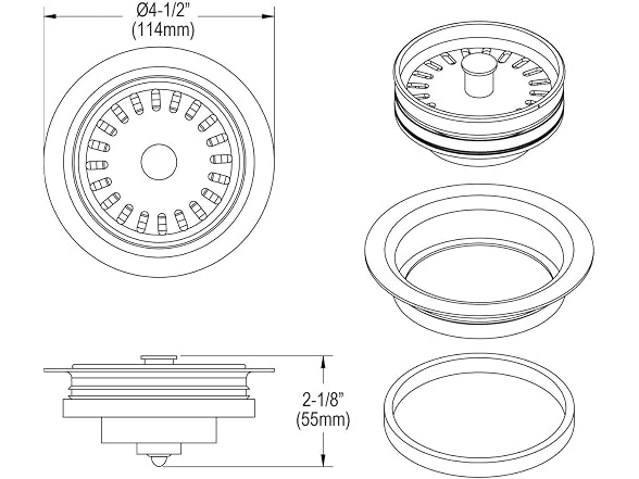 Elkay LKQD35BK Polymer Disposer Flange with Removable Basket - Gallery 4