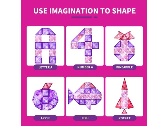 KukuFun 154 Piece Set Princess Castle Magnetic Tiles