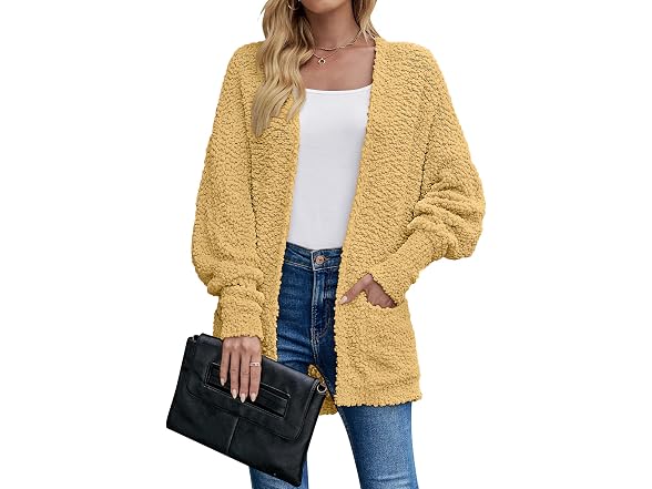 Merokeety Women (M) Winter Fuzzy Popcorn Knit Coat