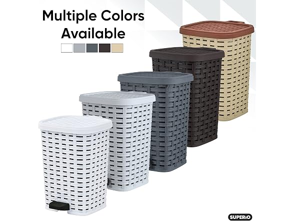 Superio Mini Trash Can with Foot Pedal 6 QT 8 Pack