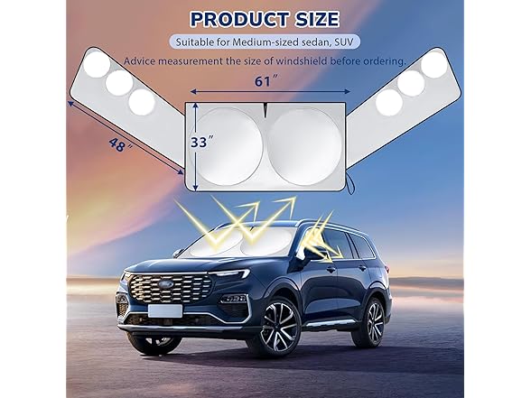 TOPASHDE Windshield Sun Shade-Car Window Shades &