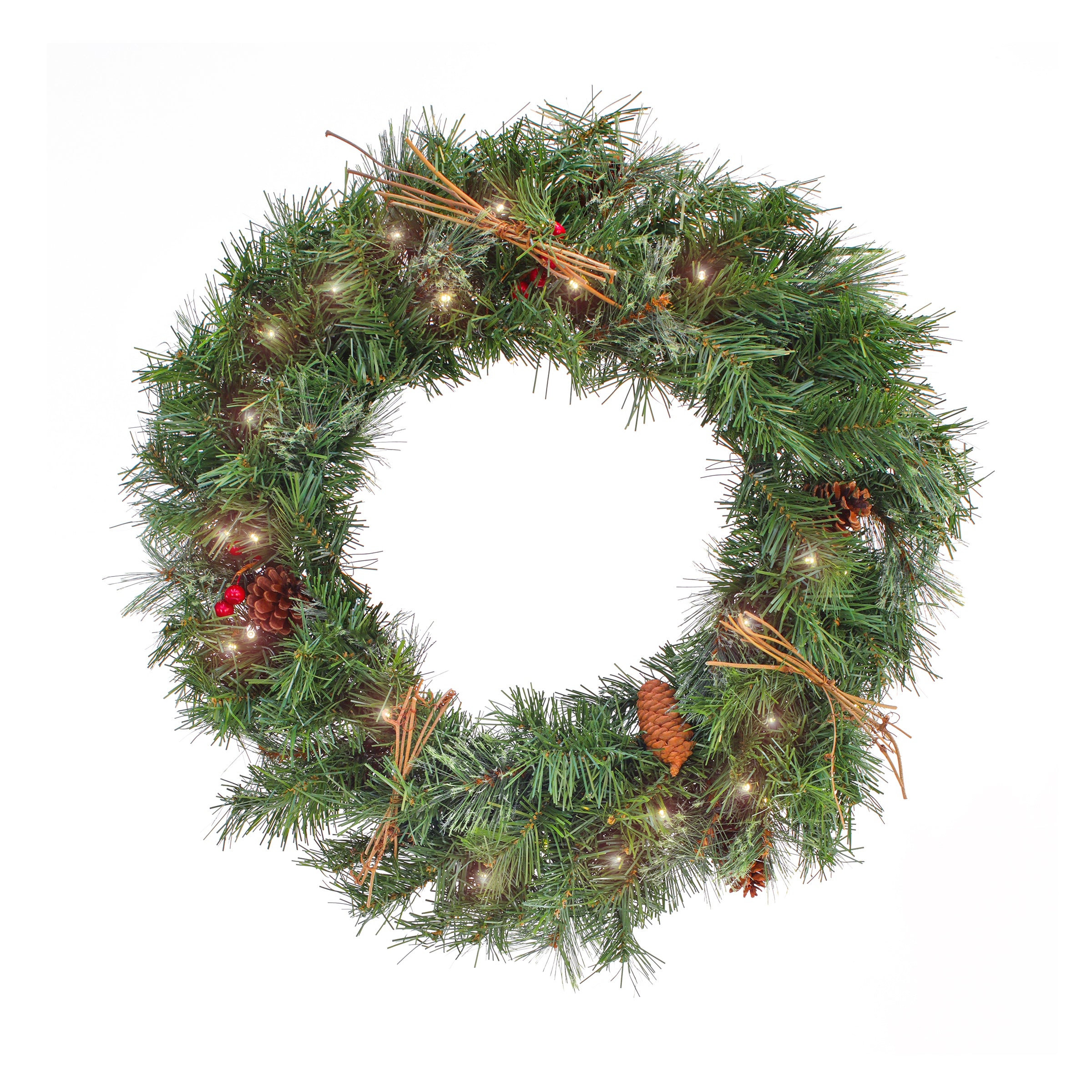 National Tree Company 24 in. Pre-Lit Glistening Pine Wreath - Gallery 2