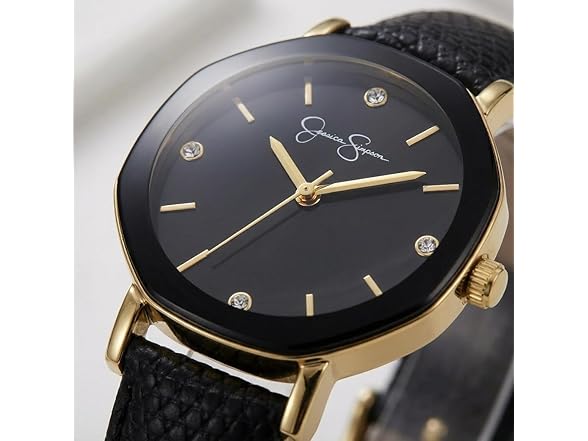Jessica Simpson Leather Watch Octagon Dial