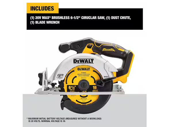 DEWALT DCS565B 20V MAX 6-1/2in Sidewinder Style Saw