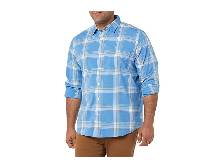 Amazon Essentials Men's Long-Sleeve Regular-Fit Stretch Poplin Shirt