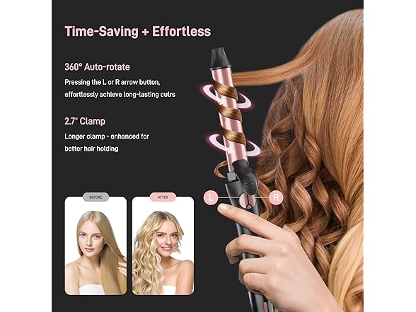 HITTIONA Rotating Curling Iron - 3 in1 Automatic Curling Iron