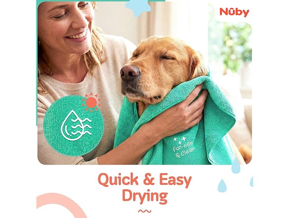 Nuby Pet Grooming Glove with Silicone Bristles & Quick-Dry Towel