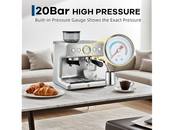 MOVECOM 20 Bar Espresso Machine with Built-in Grinder 