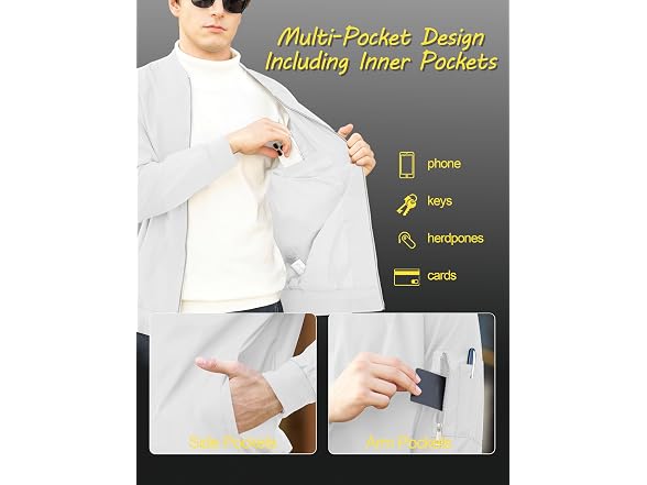 Crysully Men (XL) Lightweight Bomber Jacket Coat