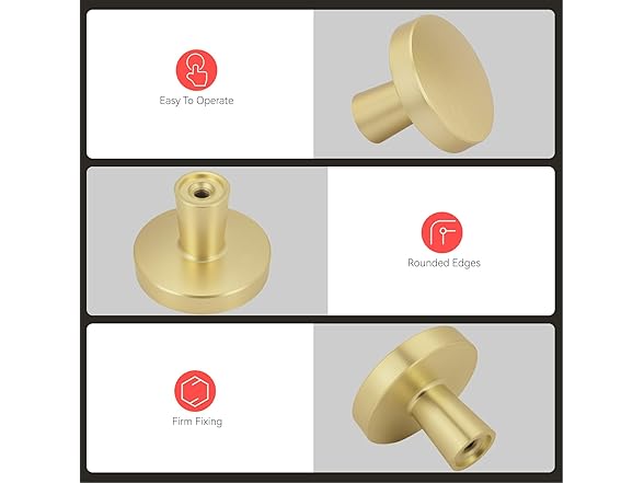 homdiy Gold Cabinet Knobs, 10 Pack