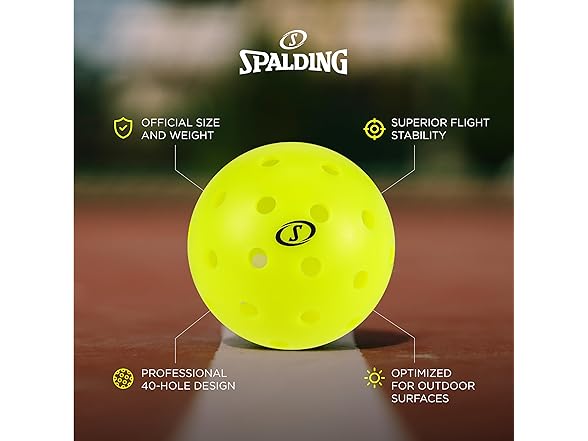 Spalding - Performance Pickleballs 40-Hole, 12 Pack