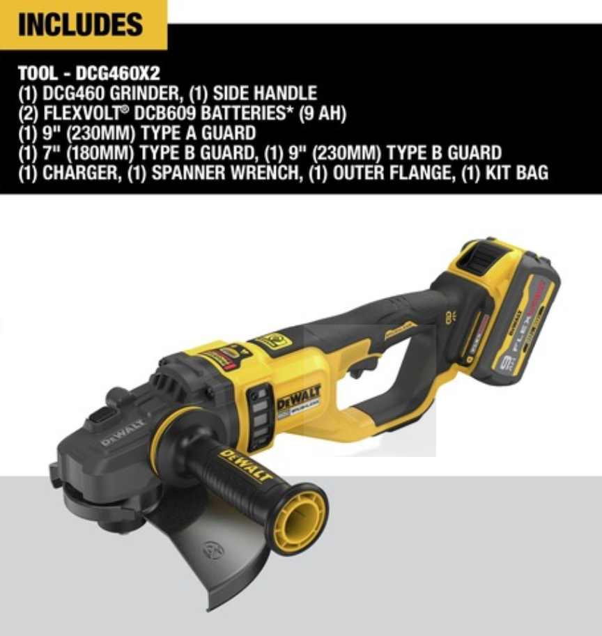 DEWALT DCG460X2 60V MAX Brushless 7-9in Grinder Kit - Gallery 4