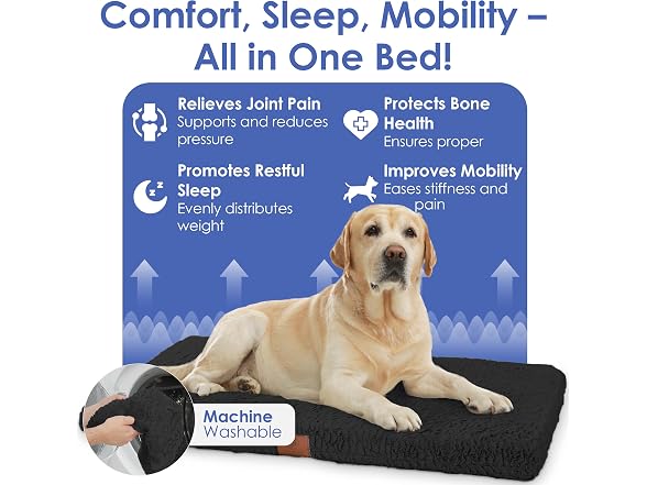 AKC Orthopedic Memory Foam Dog Crate Mat, 42" x 27", Black