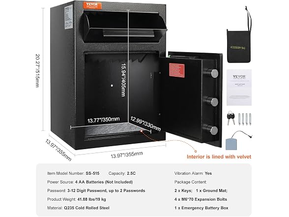 2.5 Cub Depository Safe, Deposit Safe with Drop