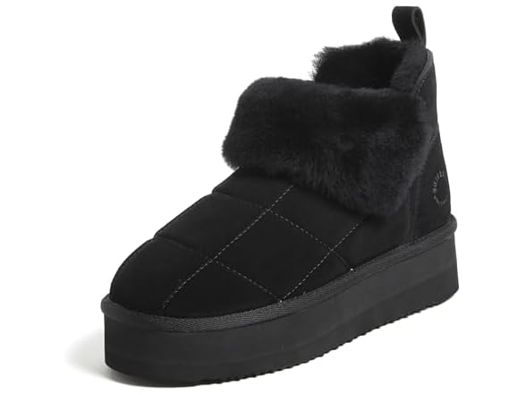 Dearfoams Womens Bayswater Platform Shearling Bootie - Gallery 3