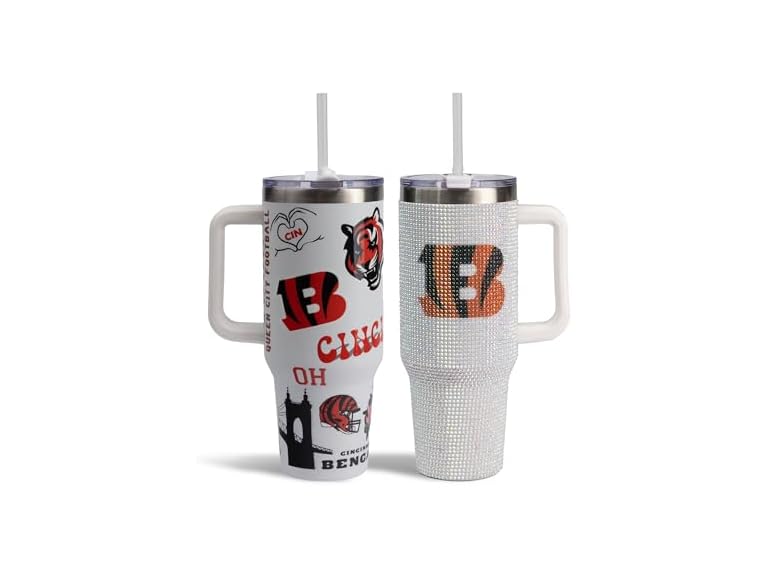 The Memory Company 40oz Tumbler Set - 2-Pack Stainless Steel Sports Tumblers with Lids and Straws - Double Wall Vacuum Insulated, Official Licensed College Team Fan Collection