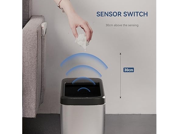 ELLO&ALLO 50 Liter 13 Gallon Touchless Trash Can