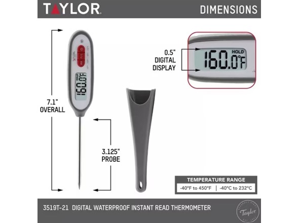 Taylor Instant-Read Digital Meat Thermometer, 2PK