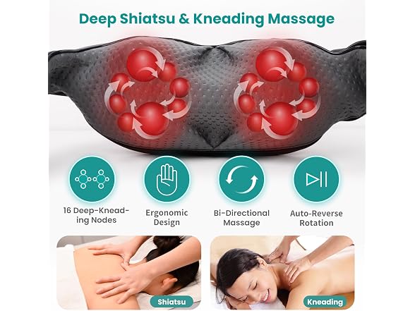 Nekteck Shiatsu Neck Massager with Heat