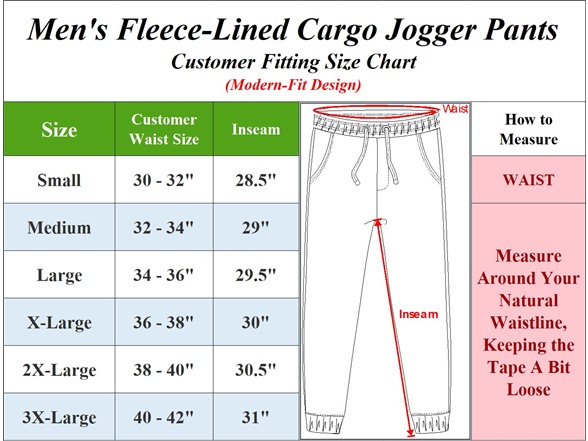 3Pk Mens Fleece-Lined Cargo Joggers