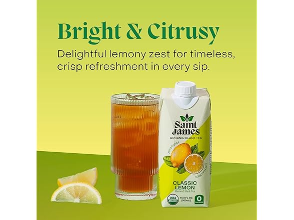 12Pk Saint James Organic Black Tea, Classic Lemon