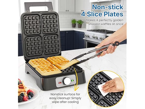 SUNVIVIPRO 4 Slices Belgian Waffle Maker